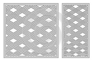 Set template for cutting. Square line diagonal pattern. Laser cu
