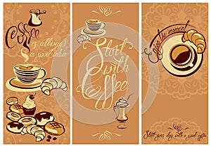 Set of Template Flayer or Menu design for coffeehouse.