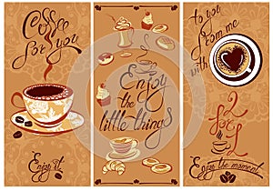 Set of Template Flayer or Menu design for coffeehouse. Background