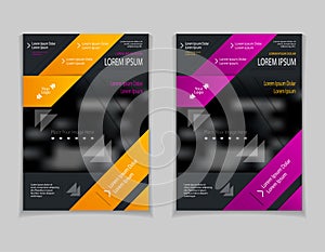 Set template of flyers or brochures or magazines covers on black background
