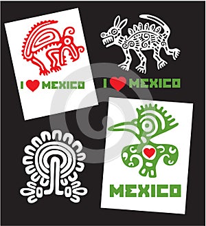 Set of Template I Love Mexico Designs