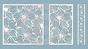 Set template for laser cutting and Plotter. Flowers, leaves for decoration. Vector illustration. Sticker set Orchid. plotter and photo