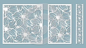 Set template for laser cutting and Plotter. Flowers, leaves for decoration. Vector illustration. Sticker set Orchid. plotter and