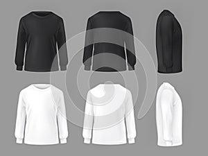 set template of male T-shirts with long sleeve