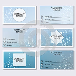 Set template of modern business visiting cards. Abstract background with molecule structure DNA and neurons. Medicine