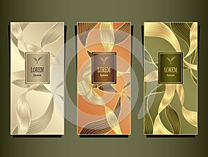 Set Template for package from Luxury background made by foil in beige peachy olive
