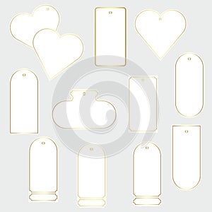 Set of templates of blank price tags, labels . Isolated vector graphic illustration.