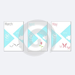A set of templates for calendar for spring