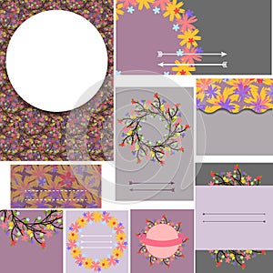 Set of templates for cards,wedding,birthday invitations with flo