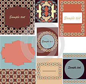Set of templates for cards,wedding,birthday invitations with ornaments,oriental style cards