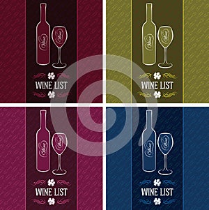Set of templates for cover menus and wine