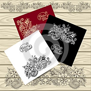 Set templates of frames with doodle floral elements