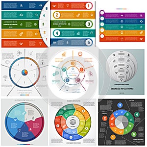 Set templates Infographics cyclic processes on five positions
