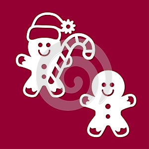 Set of templates for laser cutting. Gingerbread Man. Vector