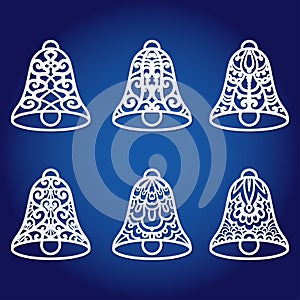 A set of templates for laser cutting. Openwork bells. Vector