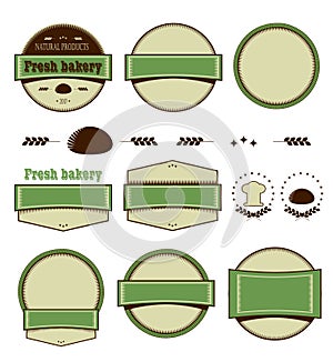 Set of templates for logo. Round, strips, combined, retro design