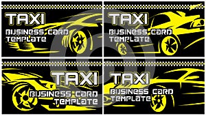 A set of templates for making business cards for taxi service. Colored vector illustration