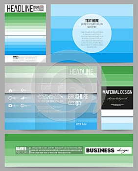 Set of templates for presentation, brochure, flyer or booklet. Abstract colorful business background, blue and green