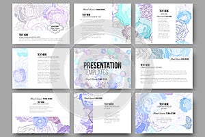 Set of 9 templates for presentation slides. Hand