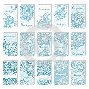 Set of templates. Vector floral background for greeting card, business card, flyers.