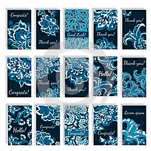 Set of templates. Vector floral background for greeting card, business card, flyers.