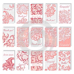 Set of templates. Vector floral background for greeting card, business card, flyers.