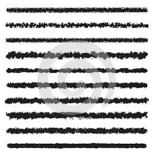 Set of ten black vector grunge ink brush strokes for your design