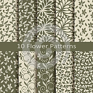 Set of ten flower patterns