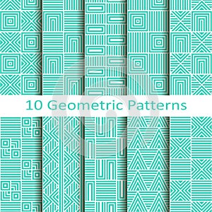 Set of ten geometric lineal patterns