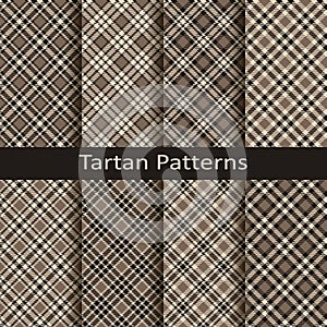 Set of ten gingham and tartan seamless vector patterns. design for clothing, packaging, covers