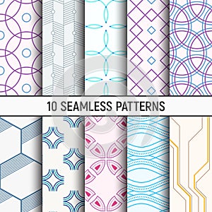 Set of ten seamless patterns.
