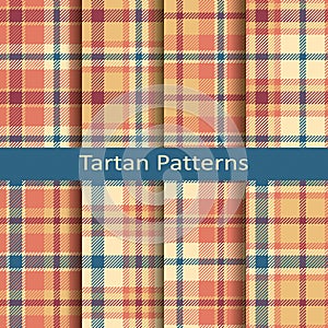 Set of ten seamless vector colorful scottish tartan patterns