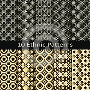 Set of ten seamless vector ethnic patterns