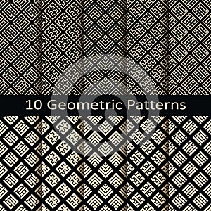 Set of ten seamless vector geometric patterns