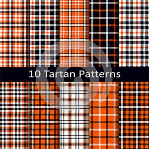 Set of ten seamless vector tartan square patterns