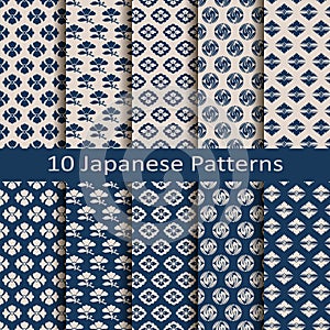 Set of ten seamless vector traditional japanese patterns