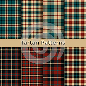 Set of ten vector trendy scottish tartan patterns. design for wrapping, packaging, covers, cloths, christmas