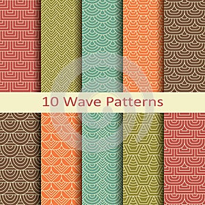 Set of ten wave patterns