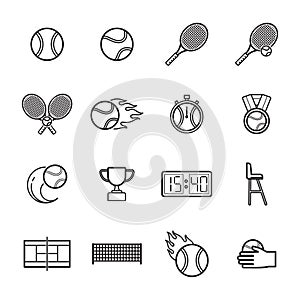 Set of tennis icons. Vector illustration decorative design