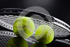 A set of tennis. Racket and ball.