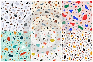 Set of terrazzo seamless patterns