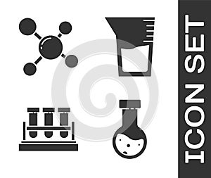 Set Test tube and flask chemical, Molecule, Test tube and flask chemical and Laboratory glassware or beaker icon. Vector