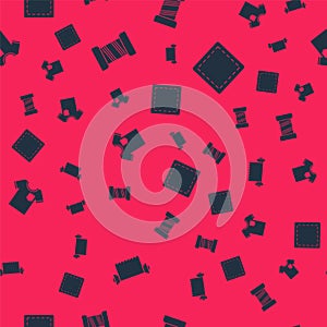 Set Textile fabric roll, Sewing thread, T-shirt and Pattern on seamless pattern. Vector