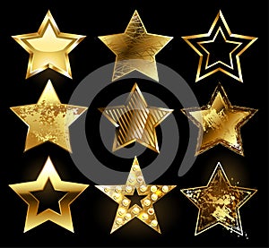 Set of textured gold stars