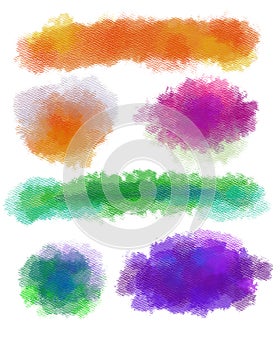 Set of textured watercolor stain. Bright color element for abstract artistic background. watercolor texture on large grain paper.