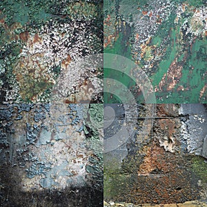 Set of textures of the old damaged wall