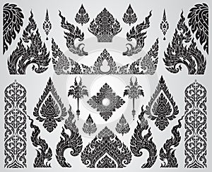 Set of Thai art element, Decorative motifs. Ethnic Art,