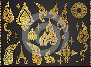 Set of Thai art element, Decorative motifs. Ethnic Art