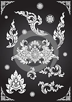Set of Thai art element Ethnic Art vector