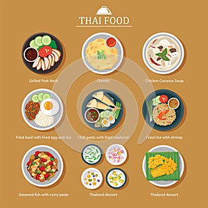 Set of thai food flat design